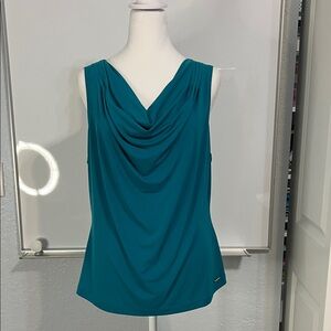 Calvin Klein Teal Drape Neck Blouse